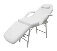 WERNBUPS Sdraio portatile per cosmetici, in ecopelle, bianco, 185 x 78 x 76 | Schienale regolabile, cuscino rimovibile, con borsa per il trasporto, per salone e casa