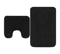 WERNBUPS Set di 2 tappetini da bagno in cotone, colore antracite | Fondo antiscivolo, assorbente, facile da pulire, 1 tappetino da bagno + 1 tappetino per WC