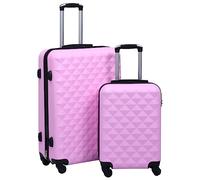 WERNBUPS Set di 2 valigie da viaggio in ABS rigido, con 2 valigie a rotelle, serrature di sicurezza e cinghie di tensione, ruote a 360 gradi e maniglia per il trasporto, salvaspazio, Colore: rosa., 1
