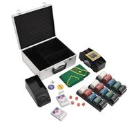 WERNBUPS Set di fiches da poker professionali da 300 pezzi, 4 g, con valigetta in alluminio, contiene 5 dadi, 1 scarpa da carte, 2 mazzi di carte, 3 porta chip, macchina automatica per mescolare le