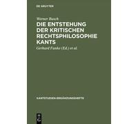 Werner Busch Die Entstehung der kritischen Rechtsphilosophie (Copertina rigida)