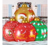 WERNNSAI 4 Pezzi 60 cm Palla di Natale Gonfiabile Gigante - Grande Palla Decorata in PVC per Albero, Cortile, Vacanze all'Aperto - Ornamenti e Decorazioni per Natale/Capodanno