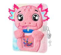WERNNSAI Axolotl - Diario segreto per bambini, in peluche, con lucchetto e chiave, formato A5, a righe, per scrivere e disegnare, regalo di Natale e compleanno per ragazza
