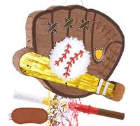 WERNNSAI Baseball Pinata - Decorazione sportiva di compleanno per ragazzi bambini baseball piñata con benda e racchetta guanti da baseball con coulisse Piñata per giochi di famiglia, accessori da