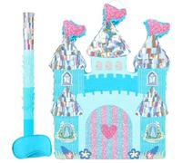 WERNNSAI Castello Pinata - Principesse Compleanno Piñata Decorazione Bambina Bambina Blu Principessa Castello Piñata con Benda Bastone Principesse Festa Compleanno Decorazione Divertente Baby Party