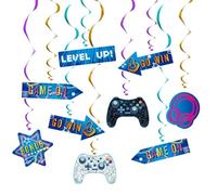WERNNSAI Decorazione per feste di gioco, 21 pezzi, decorazione per il compleanno, per bambini, per i videogiochi, ghirlande da appendere, stelle filanti, decorazioni per il soffitto, per feste di