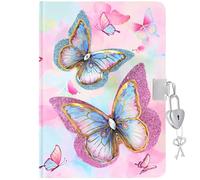 WERNNSAI Diario Butterfly Kids per Ragazze - Diario Segreto della Ragazza con Lucchetto Quaderno Creativo 3D per la Scrittura e il Disegno Regalo di Compleanno e Natale per Ragazze