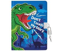 WERNNSAI Diario per Dinosauro per Bambini - Diario luminoso per Ragazzo Diario per Segreto con lucchetto e Chiavi, Blocco Note per la Scuola A5 a Righe per Scrivere Disegnare