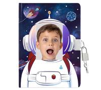 WERNNSAI Diario Segreto con Lucchetto per Bambini e Ragazzi 6-12 Anni - Quaderno A5 a Righe con Foto Personalizzata, Tema Spaziale Quaderno per Scrivere Disegnare Conservare Ricordi