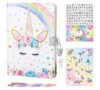 WERNNSAI Diario Unicorno Set - Quaderno Glitterato Regalo per Ragazze Bambini Scuola Viaggi Note Taccuino da Scrivere Adesivi Penna a Sfera con Serratura e Chiavi