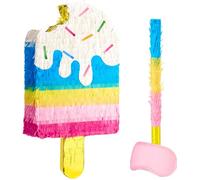 WERNNSAI Gelato Pinata - Gelato Compleanno Pinata Ragazze Bambini Arcobaleno Gelato Cones Piñata Riempito con Benda Bastone Estate Gelato Festa Compleanno Decorazione Divertente Festa in Piscina