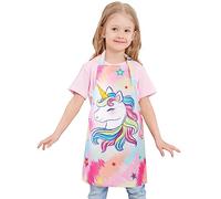 WERNNSAI Grembiule da Cucina per Bambini Unicorno - Grembiuli Impermeabili in Poliestere con Tracolla e Tasca Regolabili Grembiuli da Cuoco per Ragazzi Cottura Pittura Natale (Extra piccolo, 2-5 anni)