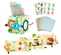 WERNNSAI Libri di Stoffa e Scatola di Fazzoletti Giocattolo Montessori Set per Bambini di Sensoriale Giocattoli Montessori per Bambini 0-12 Mesi con Pagine Touch and Feel per Regali per Neonati