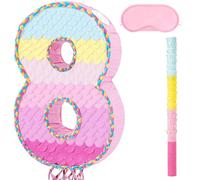 WERNNSAI Pignatta a forma di numero 8, decorazioni per feste di 8° compleanno, con bastone, benda, corde per 8° anniversario, decorazioni per feste di carnevale