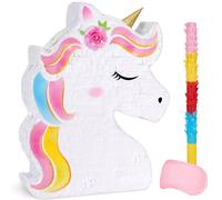 WERNNSAI Pignatta a forma di unicorno, decorazione di compleanno per ragazze, con bastone per benda, per feste di compleanno per bambini, decorazione per feste di compleanno e baby shower