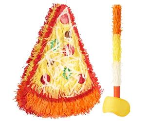 WERNNSAI Pignatta a Tema Pizza - Decorazione per Festa di Compleanno a Tema Pizza con Formaggio, Pignatta con Benda e Bastone per Bambini, Celebrazione Messicana, Festival del Cibo, Forniture per
