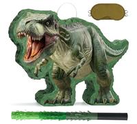 WERNNSAI - Pignatta con dinosauro Tyrannosaurus Rex, con benda e bastone per bambini, ragazzi, decorazione per feste di compleanno a tema dinosauro, baby shower, forniture per feste di carnevale
