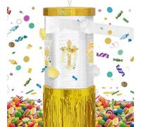 WERNNSAI Pignatta rotante per battesimo, decorazioni per feste di battesimo cristiano, con pipistrello bendato, per prima comunione, sacramento, forniture per feste di battesimo, oro bianco