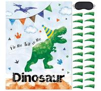 WERNNSAI Pin the Tail on the Dinosaur Party Game - 51 × 73 cm Dinosaur Party Games per bambini ragazzi con 24 code acquerello Dino forniture per feste di compleanno per pareti decorazioni per la casa