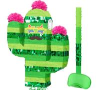 WERNNSAI Pinata con Cactus - Decorazioni per Festa Messicana Tropicale Hawaiana con Bastoncino e Benda per Cinco de Mayo, Forniture per Luau Estivo, Decorazione per Bar Taco, Cactus Verde, Oggetto