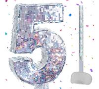 WERNNSAI Pinata da discoteca con numero 5, decorazione di compleanno retrò per feste