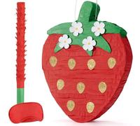 WERNNSAI Piñata Fragola - Decorazione Piñata Compleanno Fragola per Ragazze e Bambini Piñata Fruttata con Bastone Archetto Decorazione Rosso per Festa Compleanno Piñata Piñata Gioco Divertente