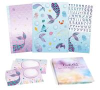 WERNNSAI Set di Cancelleria per Bambini Set di Cancelleria per Ragazze Set di Cancelleria per Adolescenti Kit per Lettere con Ssirena Set di Carta per lettere con Sirena Fogli con Buste