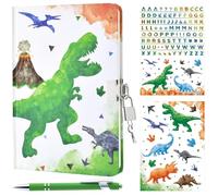 WERNNSAI Set Dinosauro Diario - Quaderno luminoso Regalo per Ragazzi Bambini Viaggio Privato Note Taccuino da Scrivere Adesivi Penna a Sfera con Serratura e Chiavi