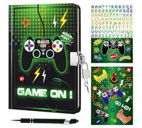 WERNNSAI Set Gioco Diario - Quaderno luminoso Regalo per Ragazzi Bambini Viaggio Privato Note Taccuino da Scrivere Adesivi Penna a Sfera con Serratura e Chiavi