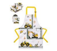 WERNNSAI Set grembiule per bambini - Grembiule da cucina per bambini con guanti da chef, camion, S