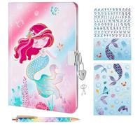WERNNSAI Set Sirena Diario - Quaderno luminoso Regalo per Ragazza Bambini Viaggio Privato Note Taccuino da Scrivere Adesivi Penna a Sfera con Serratura e Chiavi