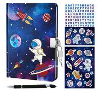 WERNNSAI Set Spazio Diario - Quaderno luminoso Regalo per Ragazzi Bambini Viaggio Privato Note Taccuino da Scrivere Adesivi Penna a Sfera con Serratura e Chiavi