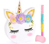 WERNNSAI Unicorno Pinata - Compleanno Piñata Bambina Bambini Arcobaleno Unicorno Piñata con Bastone Maschera Occhi Festa Compleanno Decorazione Giochi di Compleanno Accessori Decorazione Compleanno 40