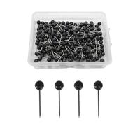 Werownsgso 300 aghi a testa tonda da 4 mm, per bacheca, con scatola di plastica, spille rotonde, per mappe, foto, piastra in sughero, marcatura in tessuto, fai da te (nero)