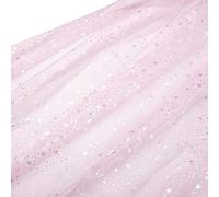 Werownsgso Tessuto in tulle con motivo a stelle rosa, 1,6 m di larghezza x 1 m di lunghezza, glitter, in nylon/100%