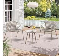 Werph Set di mobili da giardino, 3 pezzi mobili da esterno con tavolo e sedie da bistrot set di 2, set da patio esterno con sedie e tavolo, set di conversazioni per giardino a bordo piscina