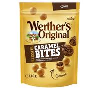 Werther's Original Blissful Caramel Bites Cookie, 1 x 140 g | Sfere di caramello cremose con nucleo croccante di biscotto al cioccolato, snack al caramello, ideali per sorseggiare e