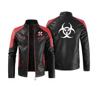 WERUN Giacca Bomber Uomo Resid.ent Evil, Giacca Baseball Uomo di Pelle Slim Fit con Cerniera, Abbigliamento da Motociclista con Stampa-Black 1||2XL