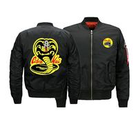 WERUN Giacche e Cappotti da Uomo Co.Bra Kai, Jackets da Moto Colletto alla Coreana, Bomber Giacche Adatto per Primavera Autunno Inverno-Black||L