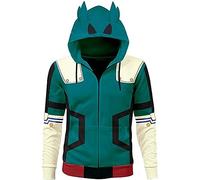 WERUN My He-ro Academ-ia Felpa con Cappuccio, Giacche Casual con Stampa Anime per Feste Unisex, Felpa Loose Fit Adatta per Tutti Giorni, Sport, Club-Green||4T-5T(XS)