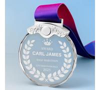 WERWAES Medaglia Personalizzata con Testo e Immagine - Scatola Regalo Inclusa - Oro, Argento, Bronzo - Ideale per Premiazioni Scolastiche, Bambini e Adulti (Argento )