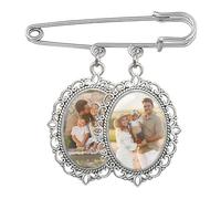 WERWAES Wedding Bouquet Photo Ciondoli, Sposa Bouquet Decorazioni, Personalizzazione Ciondoli Charm Spilla, Regalo per Sposa e Madre, Foto e Testo Personalizzati