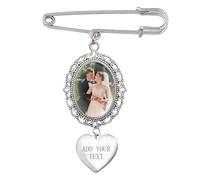 WERWAES Wedding Bouquet Photo Ciondoli, Sposa Bouquet Decorazioni, Personalizzazione Ciondoli Charm Spilla, Regalo per Sposa e Madre, Foto e Testo Personalizzati