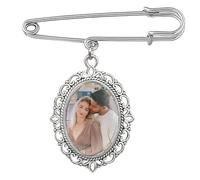 WERWAES Wedding Bouquet Photo Ciondoli, Sposa Bouquet Decorazioni, Personalizzazione Ciondoli Charm Spilla, Regalo per Sposa e Madre, Foto e Testo Personalizzati