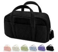 Werwing Astuccio in morbido velluto a coste con 5 scomparti, ampia apertura con cerniera, grazioso organizer estetico per adolescenti e ragazze, Nero , Taglia unica, Minimalismo Funzionale