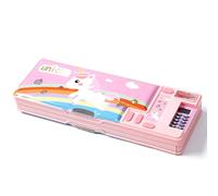 Werwing Astuccio multifunzione pop-up - Design con cartoni animati con calcolatrice, temperamatite e pianificatore, materiale scolastico per studenti, ragazzi e oggetti creativi, rosa, Moderno