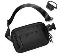 Werwing Marsupio impermeabile da donna, alla moda, con 4 tasche con cerniera, cinghia regolabile per corsa, yoga, escursionismo e viaggi, compatto e carino, Nero , Espandibile