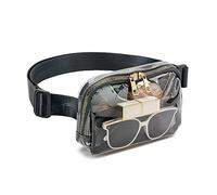 Werwing Marsupio trasparente da donna, approvato dallo stadio, impermeabile, con cinghia regolabile, marsupio a tracolla per concerti, corsa e viaggi, graziosa borsa trasparente, Nero , Espandibile