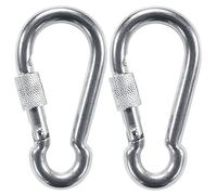 Werwing Moschettone con chiusura a vite da 17,8 cm, clip a moschettone resistente, in ferro zincato, grande moschettone per campeggio, altalena, amaca, escursionismo, 2 pezzi