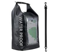 Werwing Zaino impermeabile da 2 litri con parte superiore arrotolabile e custodia per telefono per nuoto, kayak, campeggio, spiaggia, pesca, viaggi, colore nero, Nero , 2L, moderno